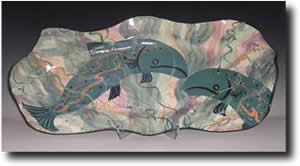 Click to see larger image - Clay of Fundy Hand crafted Salmon Platters