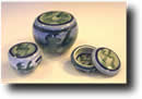 Click on thumbnails for larger images of Clay of Fundy hand thrown ring boxes and jars