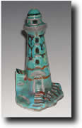 Click on thumbnails for larger images of Clay of Fundy raku lighthouse