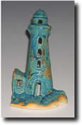 Click on thumbnails for larger images of Clay of Fundy raku lighthouse