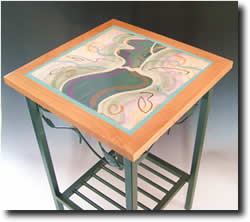 Click on thumbnails for larger images of Clay of Fundy hand built tile tables