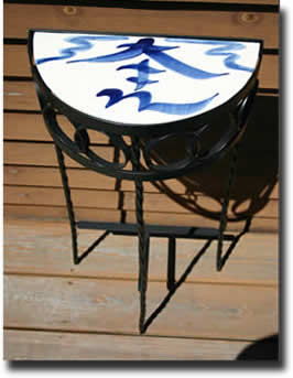 Click on thumbnails for larger images of Clay of Fundy hand built tile plant stands