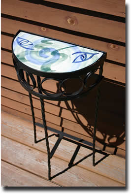 Click on thumbnails for larger images of Clay of Fundy hand built tile plant stands