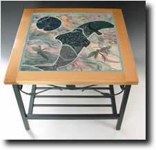 Click on thumbnails for larger images of Clay of Fundy hand built tile tables
